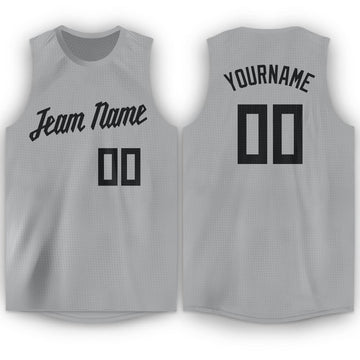 Custom Gray Black Round Neck Basketball Jersey - Fcustom