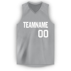 Custom Gray White V-Neck Basketball Jersey - Fcustom