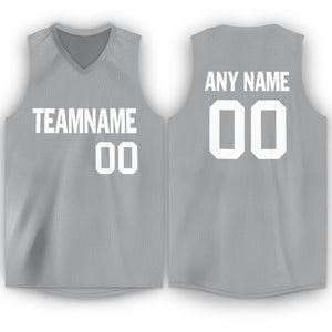 Custom Gray White V-Neck Basketball Jersey - Fcustom