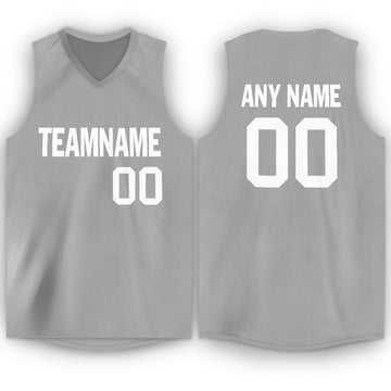 Custom Gray White V-Neck Basketball Jersey - Fcustom