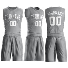 Load image into Gallery viewer, Custom Gray White Round Neck Suit Basketball Jersey - Fcustom

