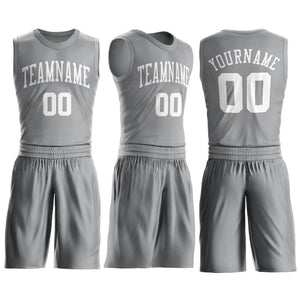 Custom Gray White Round Neck Suit Basketball Jersey - Fcustom