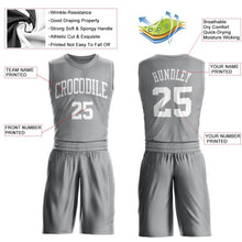 Load image into Gallery viewer, Custom Gray White Round Neck Suit Basketball Jersey - Fcustom
