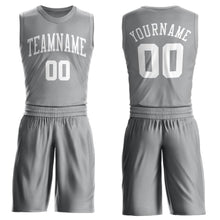 Load image into Gallery viewer, Custom Gray White Round Neck Suit Basketball Jersey - Fcustom
