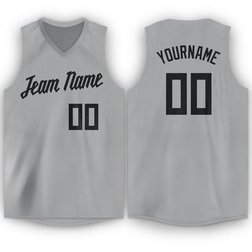 Custom Gray Black V-Neck Basketball Jersey - Fcustom