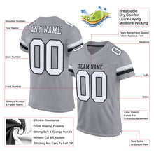 Load image into Gallery viewer, Custom Light Gray White-Black Mesh Authentic Football Jersey
