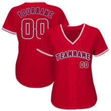 Load image into Gallery viewer, Custom Red Navy-Gray Baseball Jersey
