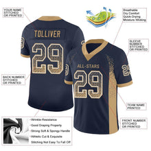 Load image into Gallery viewer, Custom Navy Old Gold-White Mesh Drift Fashion Football Jersey
