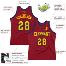 Load image into Gallery viewer, Custom Maroon Navy-Gold Authentic Throwback Basketball Jersey
