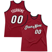 Load image into Gallery viewer, Custom Maroon White-Black Authentic Throwback Basketball Jersey

