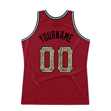 Load image into Gallery viewer, Custom Maroon Camo-Gray Authentic Throwback Basketball Jersey
