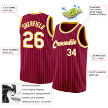Load image into Gallery viewer, Custom Maroon White Pinstripe White-Gold Authentic  Basketball Jersey
