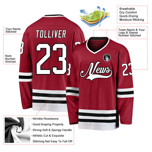 Custom Maroon White-Black Hockey Jersey