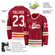 Load image into Gallery viewer, Custom Maroon White-Orange Hockey Jersey
