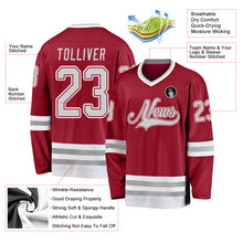 Load image into Gallery viewer, Custom Maroon Gray-White Hockey Jersey
