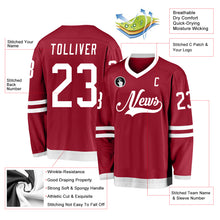 Load image into Gallery viewer, Custom Maroon White Hockey Jersey
