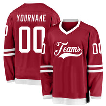 Load image into Gallery viewer, Custom Maroon White Hockey Jersey
