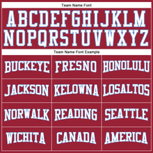 Load image into Gallery viewer, Custom Maroon White-Light Blue Authentic Throwback Basketball Jersey
