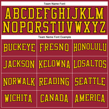 Load image into Gallery viewer, Custom Maroon Black-Gold Authentic Throwback Basketball Jersey
