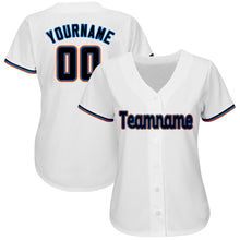 Load image into Gallery viewer, Custom White Black-Orange Baseball Jersey
