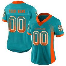 Load image into Gallery viewer, Custom Aqua Orange-White Mesh Drift Fashion Football Jersey
