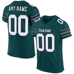 Custom Midnight Green White-Black Mesh Authentic Football Jersey