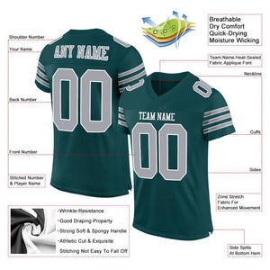 Custom Midnight Green Gray-White Mesh Authentic Football Jersey - Fcustom