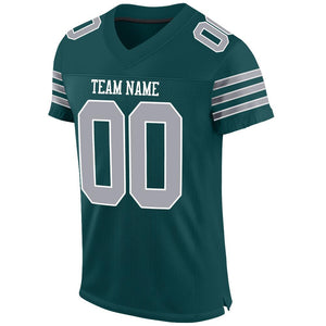 Custom Midnight Green Gray-White Mesh Authentic Football Jersey - Fcustom