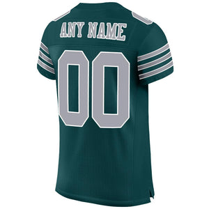 Custom Midnight Green Gray-White Mesh Authentic Football Jersey - Fcustom