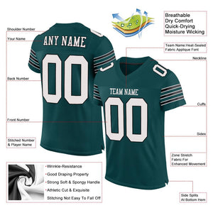 Custom Midnight Green White-Black Mesh Authentic Football Jersey - Fcustom