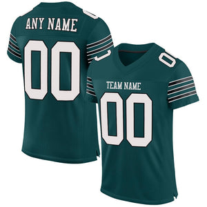 Custom Midnight Green White-Black Mesh Authentic Football Jersey - Fcustom