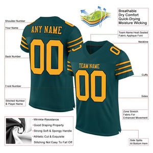 Custom Midnight Green Gold-Black Mesh Authentic Football Jersey - Fcustom