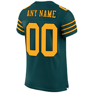 Custom Midnight Green Gold-Black Mesh Authentic Football Jersey - Fcustom