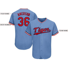 Load image into Gallery viewer, Custom Light Blue Red-Navy Baseball Jersey
