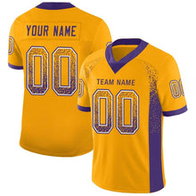 Load image into Gallery viewer, Custom Gold Purple-White Mesh Drift Fashion Football Jersey
