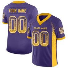 Load image into Gallery viewer, Custom Purple Gold-White Mesh Drift Fashion Football Jersey
