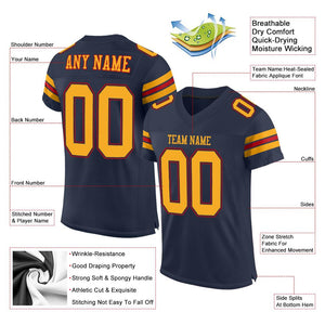 Custom Navy Gold-Red Mesh Authentic Football Jersey - Fcustom