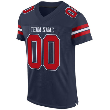 Custom Navy Red-White Mesh Authentic Football Jersey - Fcustom
