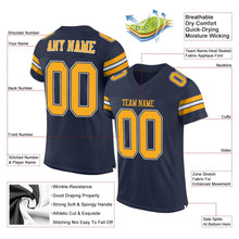 Load image into Gallery viewer, Custom Navy Gold-White Mesh Authentic Football Jersey - Fcustom
