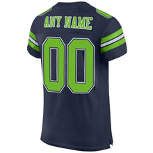 Load image into Gallery viewer, Custom Navy Neon Green-White Mesh Authentic Football Jersey - Fcustom
