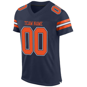 Custom Navy Orange-White Mesh Authentic Football Jersey - Fcustom