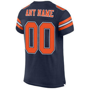 Custom Navy Orange-White Mesh Authentic Football Jersey - Fcustom