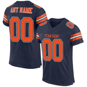 Custom Navy Orange-White Mesh Authentic Football Jersey - Fcustom