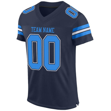 Custom Navy Powder Blue-White Mesh Authentic Football Jersey - Fcustom