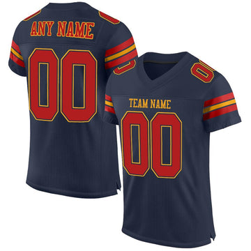 Custom Navy Scarlet-Gold Mesh Authentic Football Jersey - Fcustom