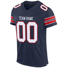 Load image into Gallery viewer, Custom Navy White-Red Mesh Authentic Football Jersey - Fcustom
