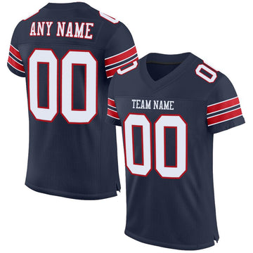 Custom Navy White-Red Mesh Authentic Football Jersey - Fcustom