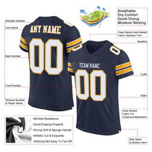 Load image into Gallery viewer, Custom Navy White-Gold Mesh Authentic Football Jersey - Fcustom
