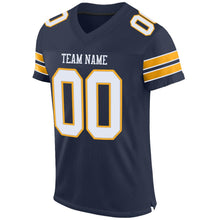 Load image into Gallery viewer, Custom Navy White-Gold Mesh Authentic Football Jersey - Fcustom
