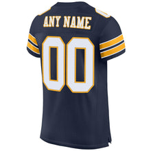 Load image into Gallery viewer, Custom Navy White-Gold Mesh Authentic Football Jersey - Fcustom
